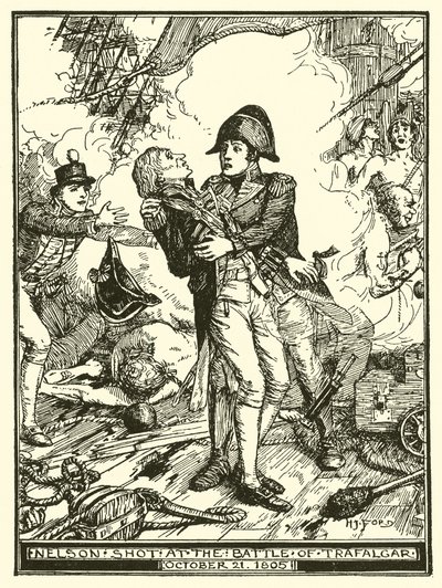 Nelson ammuttiin Trafalgarin taistelussa 21. lokakuuta 1805 tekijältä Henry Justice Ford