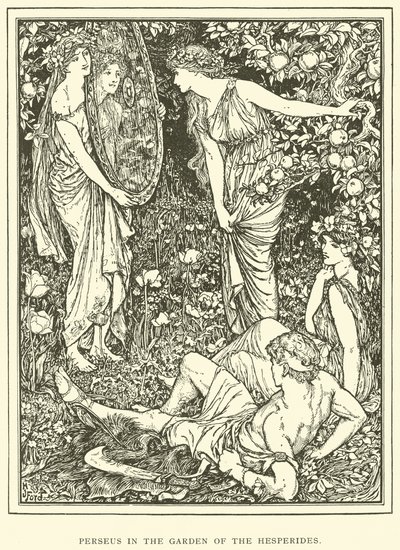 Perseus Hesperidien puutarhassa tekijältä Henry Justice Ford