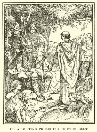 Pyhä Augustinus saarnaa Ethelbertille tekijältä Henry Justice Ford