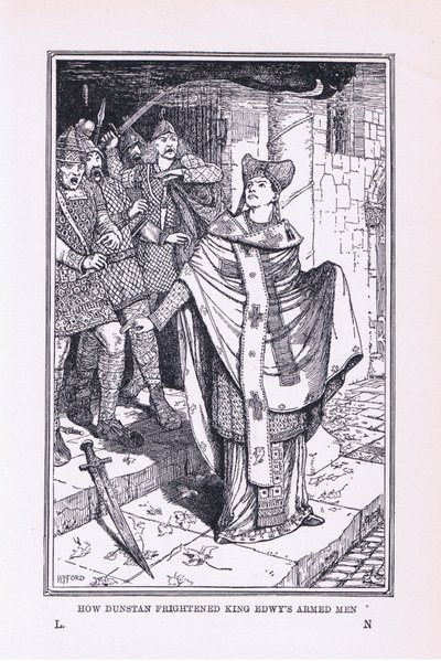 St Dunstan pelotti kuningas Edwysin aseistautuneita miehiä, 1912 tekijältä Henry Justice Ford