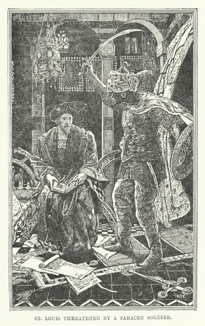 Saraseenisotilas uhkasi St Louisia (litho) tekijältä Henry Justice Ford