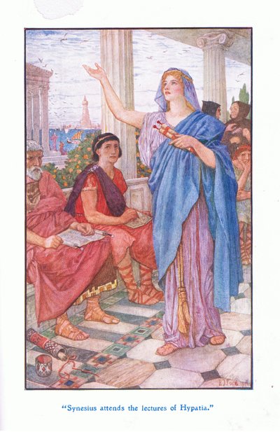 Synesius osallistuu Hypatian luennoille, 1912 tekijältä Henry Justice Ford