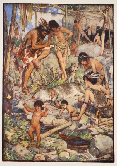 The Cave People, kuvitus C.R.L. Fletcherin ja Rudyard Kiplingin teoksesta 