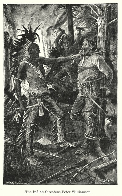Intialainen uhkaa Peter Williamsonia (litografia) tekijältä Henry Justice Ford