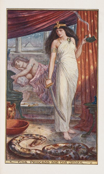 Prinsessa ja käärme, kuvitus Andrew Laingin Ruskeakeijukirjasta, 1904 tekijältä Henry Justice Ford