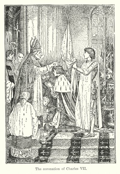 Kaarle VII:n kruunajaiset (litografia) tekijältä Henry Justice Ford
