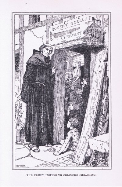 Pappi kuuntelee Colettesin saarnaa, 1912 tekijältä Henry Justice Ford