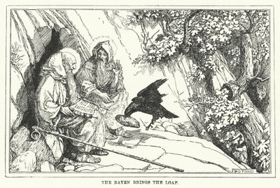 Korppi tuo leivän (litho) tekijältä Henry Justice Ford