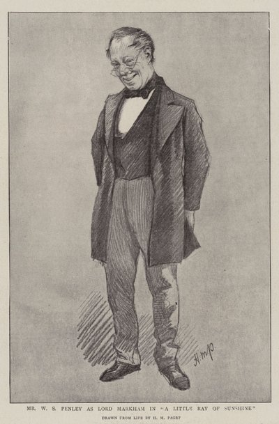 Mr W S Penley Lord Markhamina elokuvassa "A Little Ray of Sunshine" (litho) tekijältä Henry Marriott (after) Paget