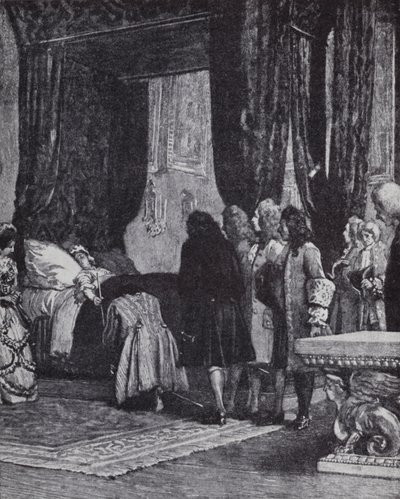 Kuningatar Anne kuolinvuoteellaan nimittäen Shrewsburyn herttua lordirahastonhoitajaksi tekijältä Henry Marriott (after) Paget