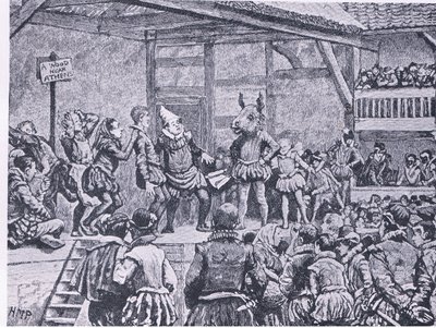 Kesäyön unelma Elisabetin aikaisessa teatterissa, Waverley Book Companyn julkaisemasta Cassells History of the British Peoplesta, noin 1950-luku tekijältä Henry Marriott Paget