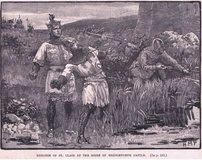 St Clairin sankaruus Bridgnorthin linnan piirityksessä 1154 jKr tekijältä Henry Marriott Paget