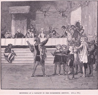 Soittokunta juhlaillallisella 1300-luvulla. tekijältä Henry Marriott Paget