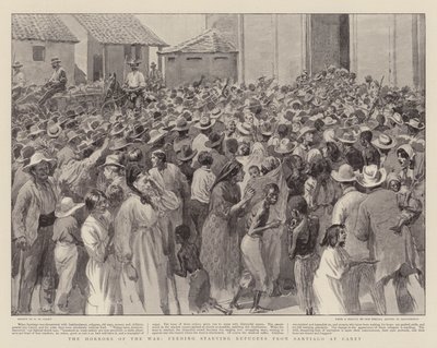 The Horrors of the War, ruokkimassa nälkäisiä pakolaisia Santiagosta Caneyssa tekijältä Henry Marriott Paget