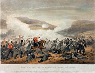 Inkermannin taistelu 5. marraskuuta 1854, kaiverrus Edmund Walker (fl. 1836-62) 1854 tekijältä Henry Martens