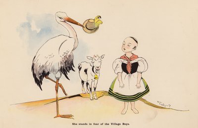 Kuvitus japanilaisen nuken seikkailuihin (värilitografia) tekijältä Henry Mayer