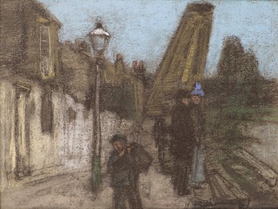 Talo Thamesin rannalla (pastelli) tekijältä Henry Muhrmann