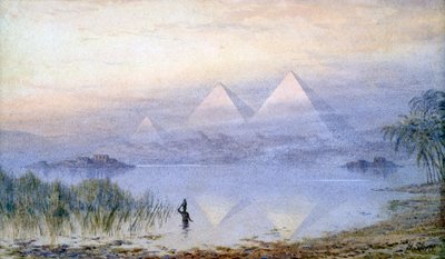 "Pyramidit Niilin tulvan aikana", Egypti, 1888 tekijältä Henry Noel Shore