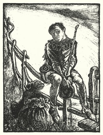 Shakespearen laulu: "Iloinen sydän kulkee koko päivän, sinä surullinen, väsyt mailissa" (litho) tekijältä Henry Ospovat