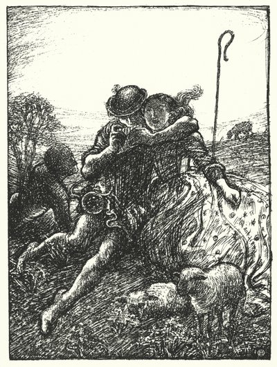 Shakespearen laulu: "Kun paimenet piippuvat kaurapillillä" (litho) tekijältä Henry Ospovat
