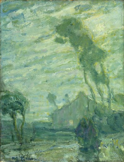 Maisema (öljy pahville; pastelli/liitupiirros kääntöpuolella) tekijältä Henry Ossawa Tanner