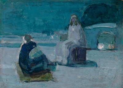 Tutkimus Kristukselle ja Nikodeemukselle katolla, n. 1923. tekijältä Henry Ossawa Tanner