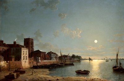 "Cheyne Walk in Chelsea, Moonlight", 1850 tekijältä Henry Pether