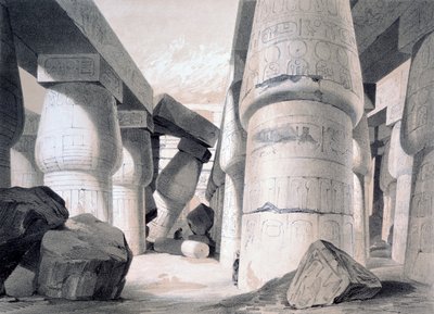 Karnacin suuren salin sisustus, Egypti, 1845 tekijältä Henry Pilleau
