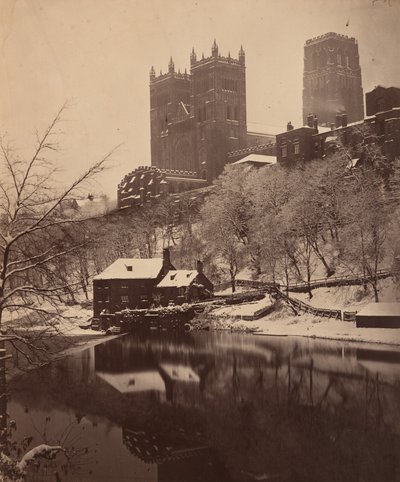 Durhamin katedraali talvella,n. 1857 (kuva) tekijältä Henry Reverend Holden