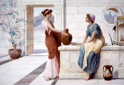 Gossip, n.1895 (akvarelli laivalla) tekijältä Henry Ryland