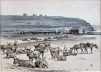 Aasit golfkentällä, kuvitus Graphic-lehdestä, pubi. noin 1870 (litho) tekijältä Henry Sandercock