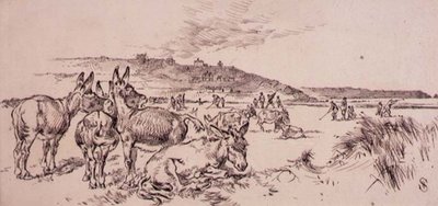 Aasit golfkentällä, kuvitus Graphic-lehdestä, pubi. noin 1870 (litho) tekijältä Henry Sandercock