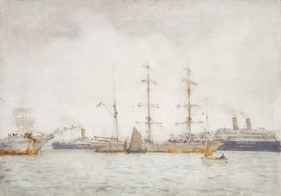 Laivat satamassa, noin 1919 tekijältä Henry Scott Tuke