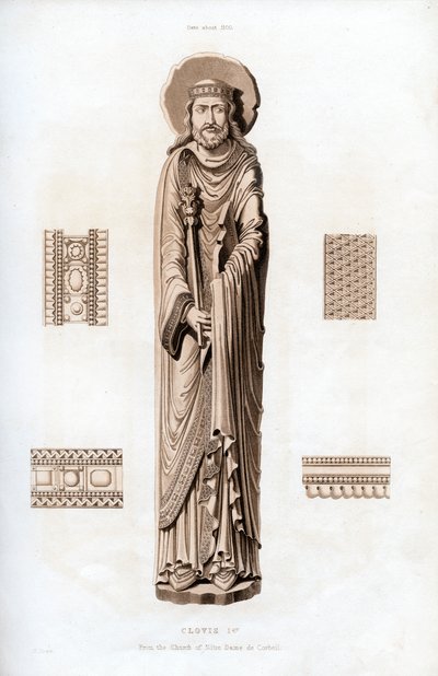 Kuningas Clovis I, c1100, 1843. tekijältä Henry Shaw