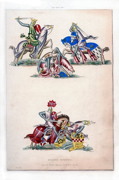 Ritaritaistelut, c1260, 1843. tekijältä Henry Shaw