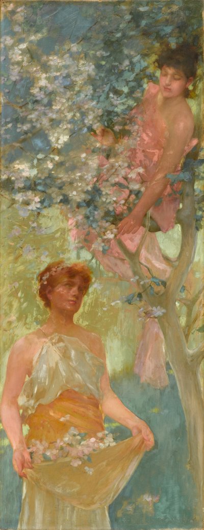 Kukkien joukossa, 1880-luvun puoliväli (öljy kankaalle) tekijältä Henry Siddons Mowbray