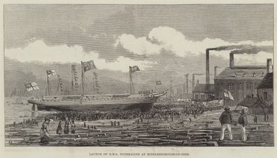 HMS Tourmaline lanseerataan Middlesborough-on-Teesissä tekijältä Henry Spernon Tozer