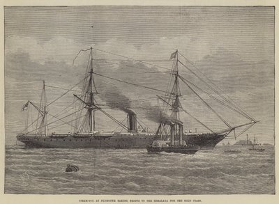 Steam-Tug Plymouthissa vie joukkoja Himalajalle Gold Coastille tekijältä Henry Spernon Tozer