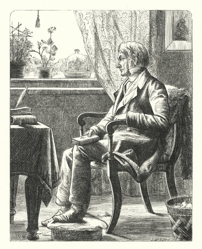 Raamattua lukeva isä (kaiverrus) tekijältä Henry Stacey (after) Marks