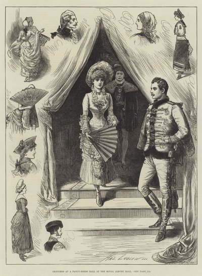 Luonnokset Fancy-Dress Ballissa Royal Albert Hallissa tekijältä Henry Stephen Ludlow