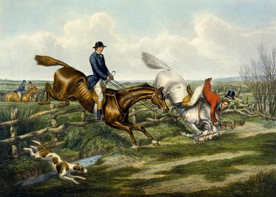 Falling Off, levy teoksesta "The Right and The Wrong Sort", Fores Hunting Sketchesissä, kaiverrus John Harris tekijältä Henry Thomas (after) Alken