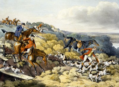The Death, teoksesta "Foxhunting", kaiverrus Thomas Sutherland (1785-1838) (väri litho) tekijältä Henry Thomas (after) Alken