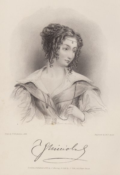 Kreivitär Teresa Guiccioli, Lord Byronin rakastajatar (kaiverrus) tekijältä Henry Thomas (after) Ryall