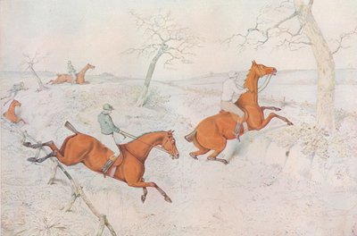 Estejuoksu: Syvän rotkon ylitys, joka on vaarallinen ohittaa, 1827 tekijältä Henry Thomas Alken
