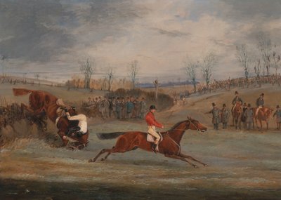Kohtauksia estejuoksusta: Lähellä maalia, n. 1845. tekijältä Henry Thomas Alken