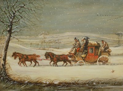 Kuninkaallinen posti talvella (öljy paneelille) tekijältä Henry Thomas Alken