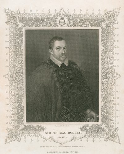 Sir Thomas Bodleyn (1545-1613) muotokuva (kaiverrus) tekijältä Henry Thomas Ryall