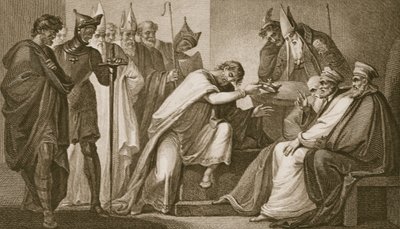 Edward II luopumassa kruunustaan, kaiverrettu Schiavonelli, kuvitus David Humen Englannin historiasta, pub. R. Bowyer, Lontoo, 1812 tekijältä Henry Tresham