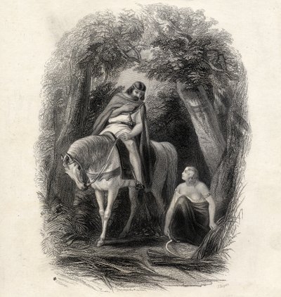 King Cormac (k. 1138) ja Fair Eithne, kaiverrettu J. Rogers, T. Wrightin teoksesta Irlannin historia, 1855 tekijältä Henry Warren