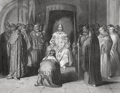Kuningas Richard II ryösti Connaughtin, Ulsterin, Thomondin ja Leinsterin kuninkaat vuonna 1394, Thomas Wrightin "Irlannin historia", julkaistu noin 1854 tekijältä Henry Warren